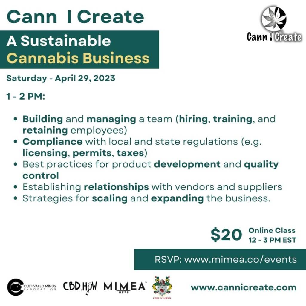 Learn to Create a Sustainable Cannabis Business - Mimea - Hour 2
